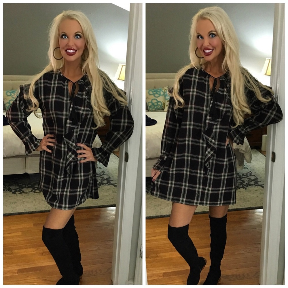 🛍LAST 1! Beautiful! Checkered Ruffle Dress! - Picture 2 of 3